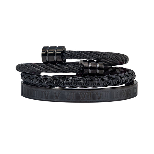 Black Symphony: Men's Triple Bracelet