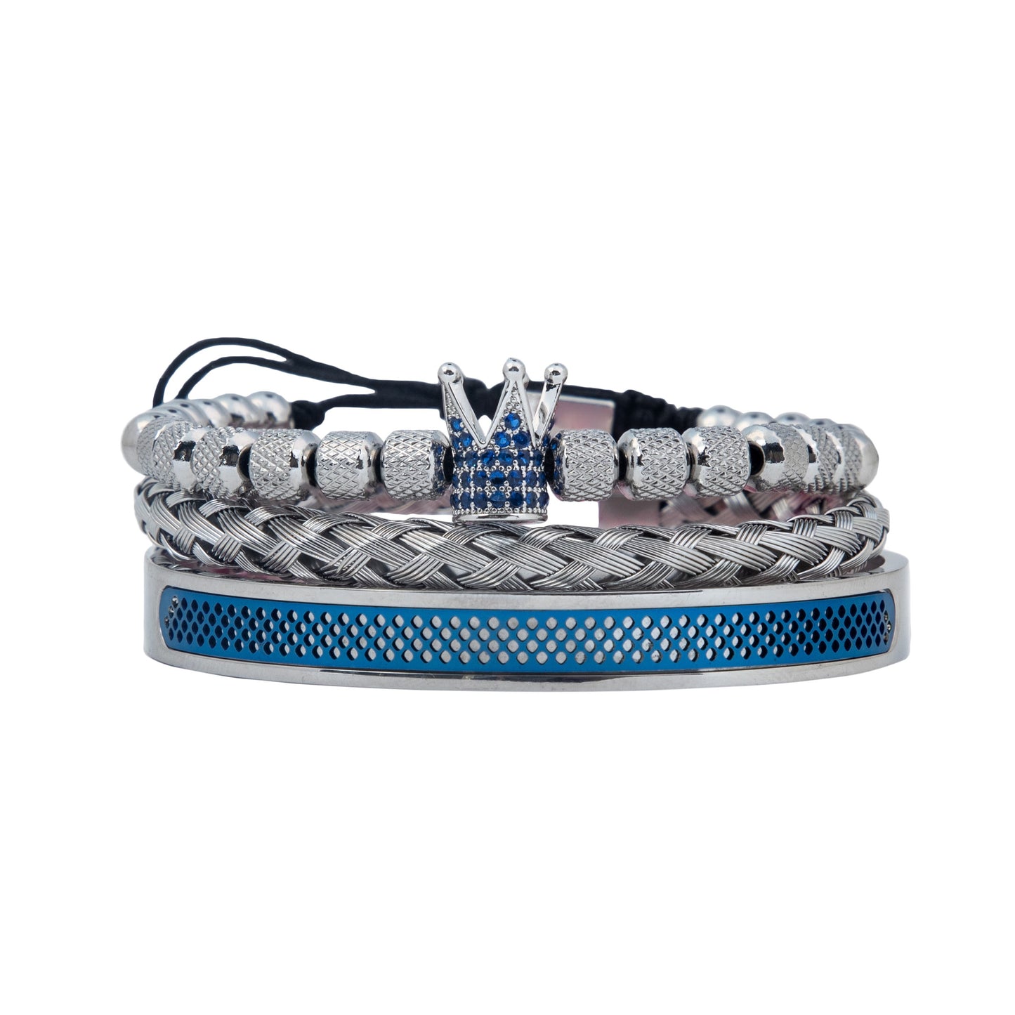 Crowned Grid Majesty: Men's Bracelet