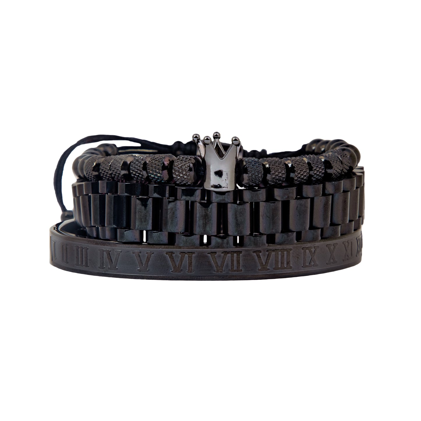 Crowned Precision Black Trio: Men's Crown and Watch Strap