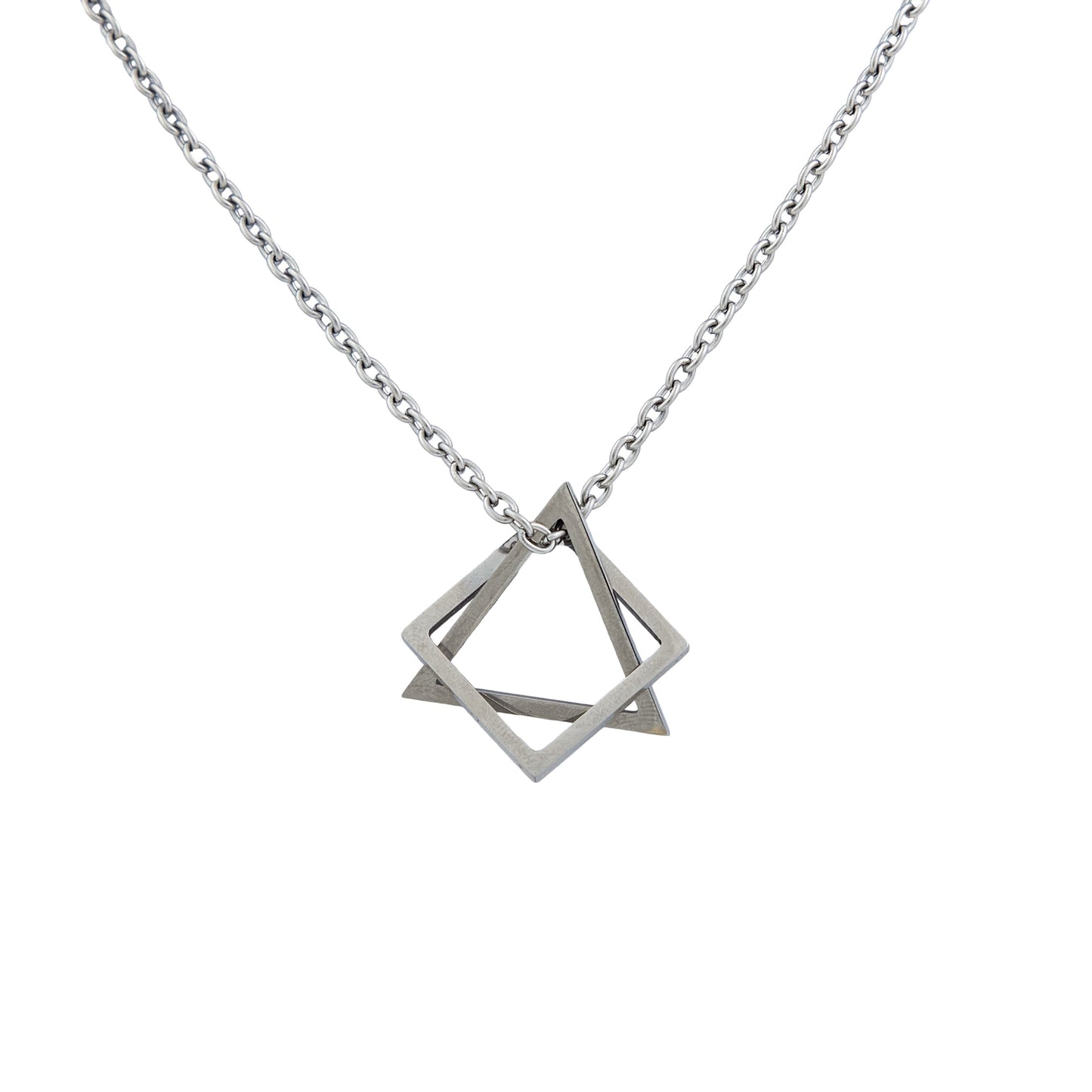 Interlocking Square and Triangle Pendant Necklace