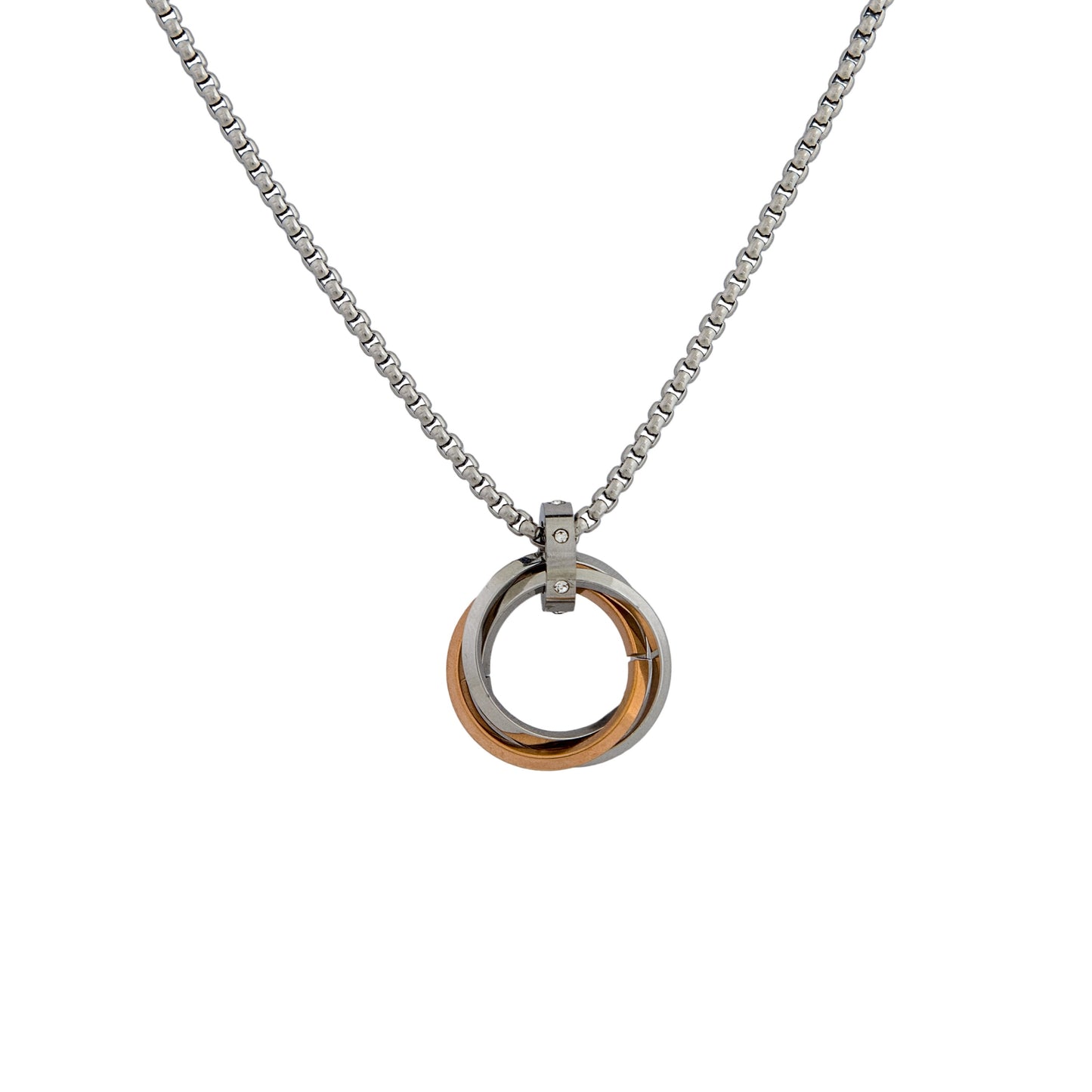 Eternal Bond Trio: Couple Ring Pendant Necklace for Men