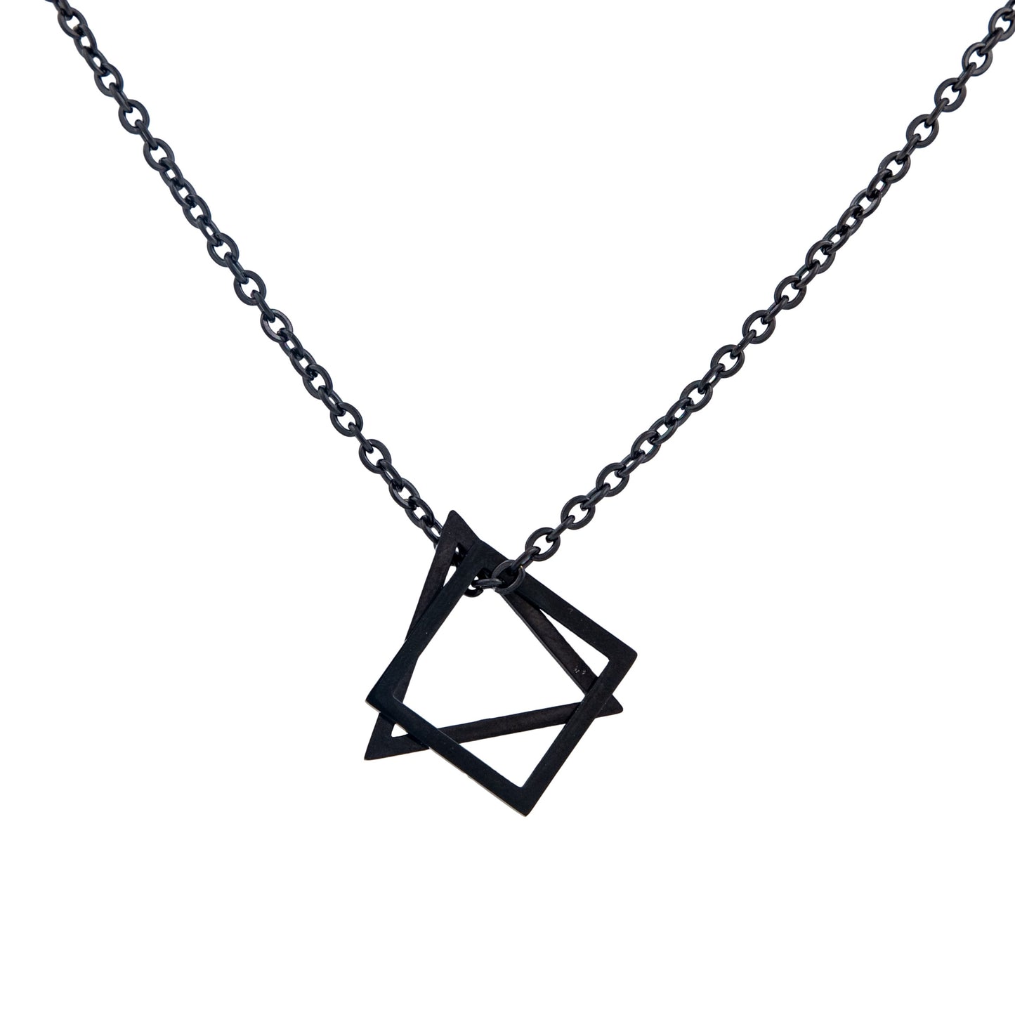 Interlocking Square and Triangle Pendant Necklace