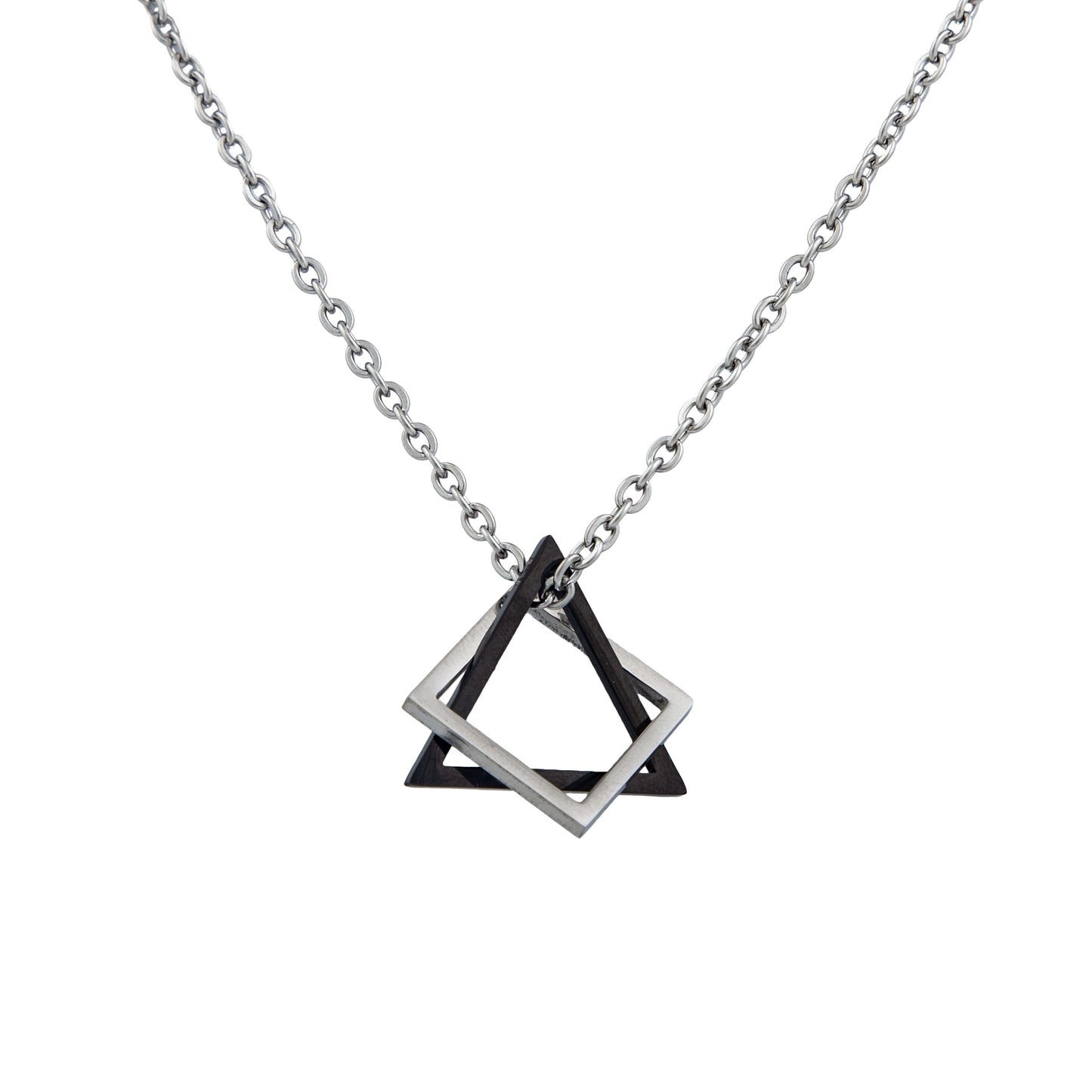 Interlocking Square and Triangle Pendant Necklace