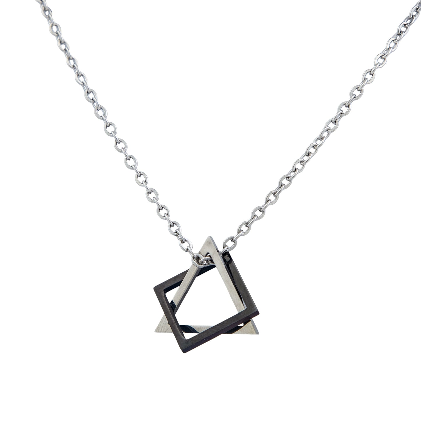 Interlocking Square and Triangle Pendant Necklace