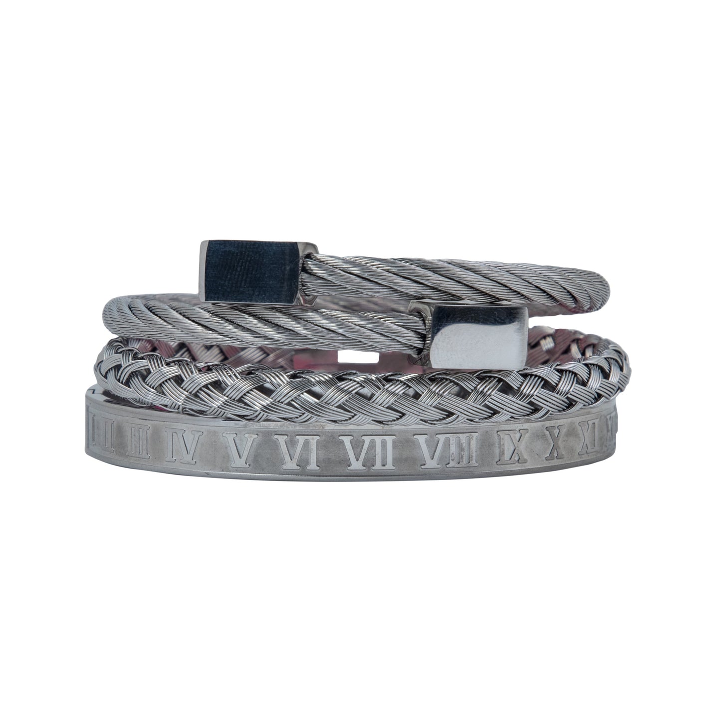 Silver Symphony: Men's Triple Bracelet